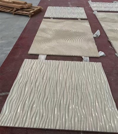 Бежева мармурова 3D плитка з брижами води