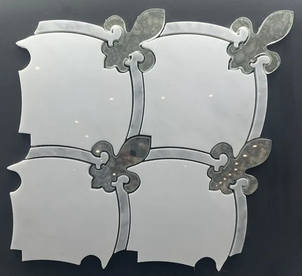 Скляна мозаїка з білого мармуру водяного струменя