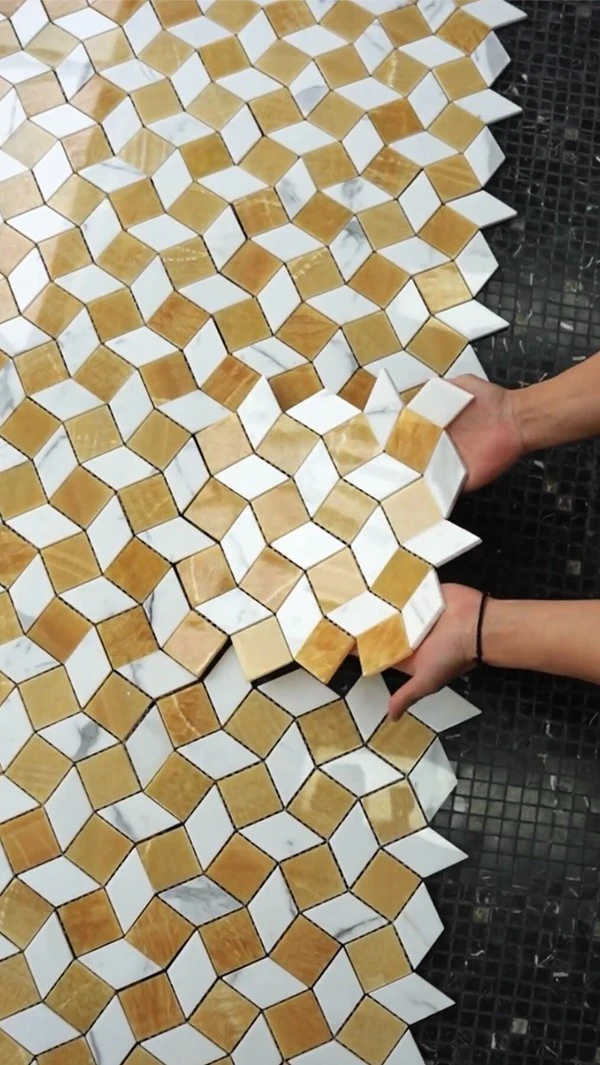 White and Gold Marble floor Tiles