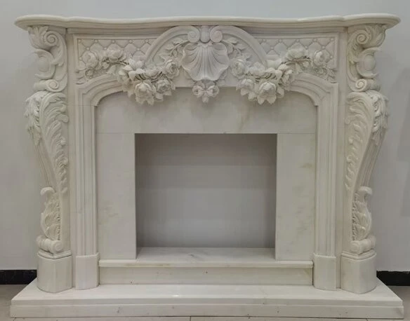 White Marble Stone Fireplace